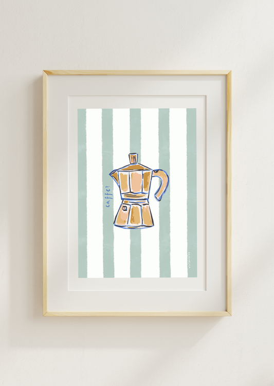Coffee Maker Art Print, Mediterranean Motifs Collection