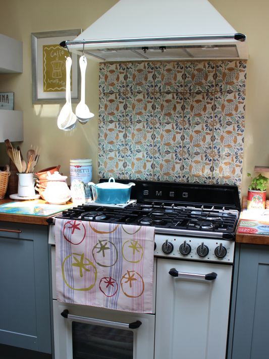 Colourful Tomato Stripe Tea Towel