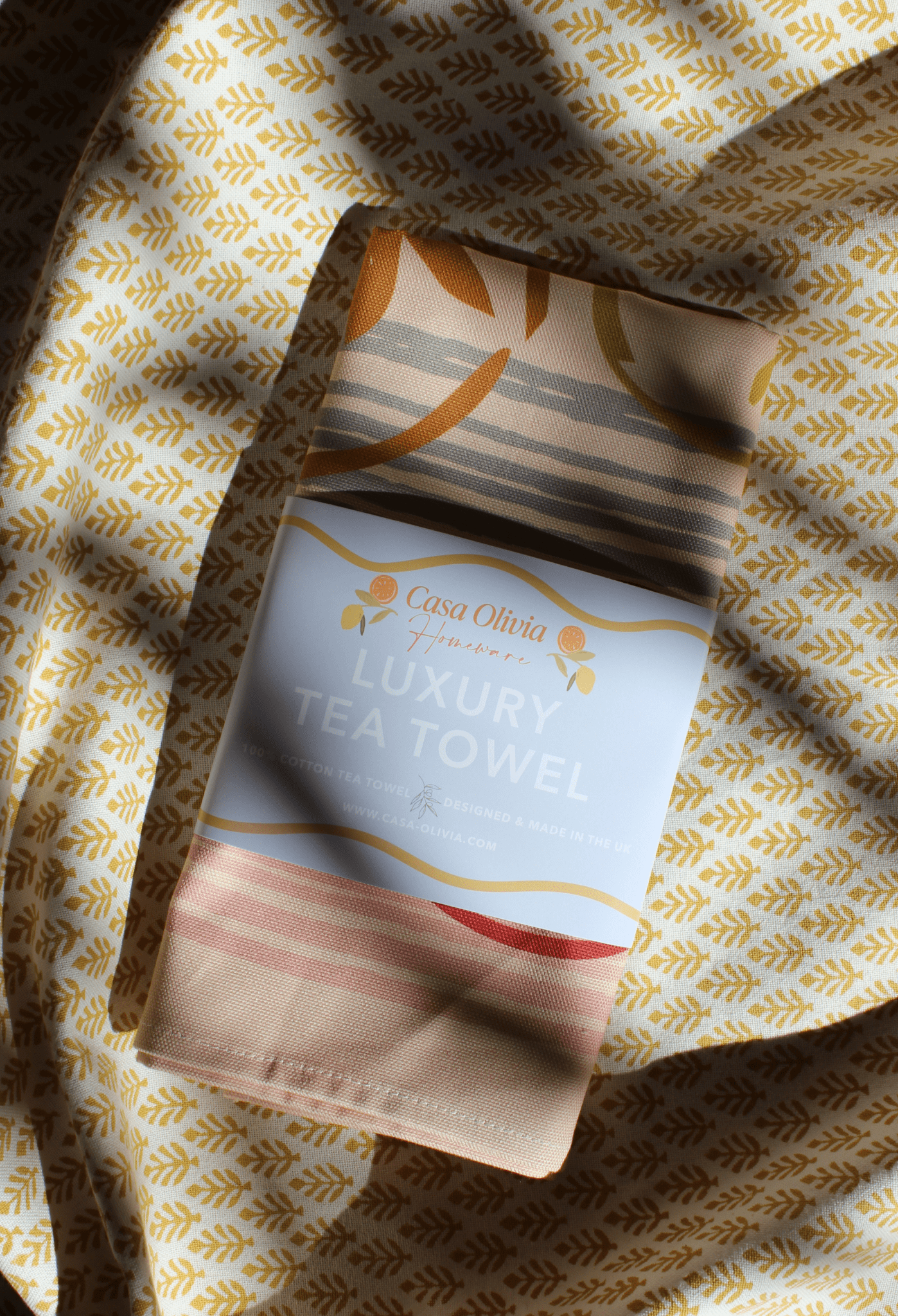 Casa Olivia. Colourful Tomato Stripe Tea Towel - Premium Kitchen Linen
