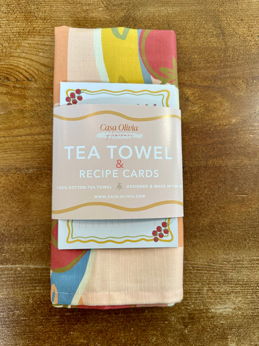 Folded Casa Olivia Tea Towel in packaging