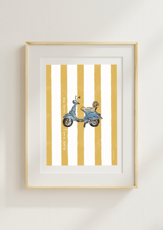 Vespa Art Print, Mediterranean Motifs Collection - Casa Olivia Homeware