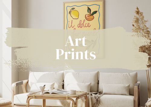 Casa Olivia Mediterranean A4 Art Print on a living room wall