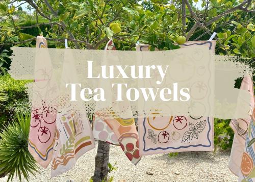 Luxury Tea Towels hanging in a tree Mediterranean