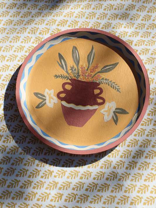 Nonna's Flowers, a hand - painted wooden wall plate - Casa Olivia Homeware