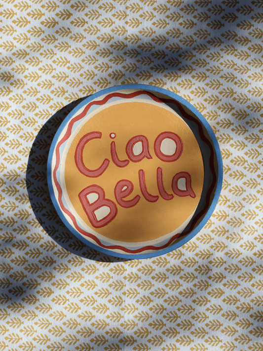 Ciao Bella, a hand - painted wooden wall plate - Casa Olivia Homeware