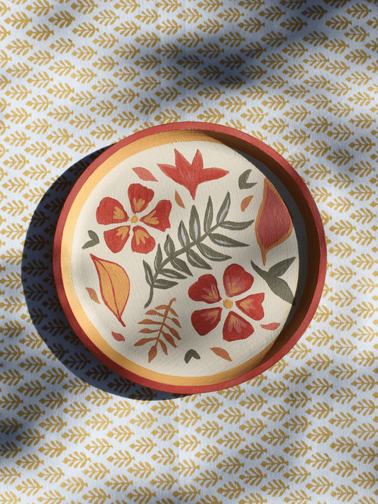 Blooming, a hand - painted wooden wall plate - Casa Olivia Homeware