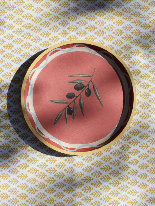 Olive Branch, a hand - painted wooden wall plate - Casa Olivia Homeware