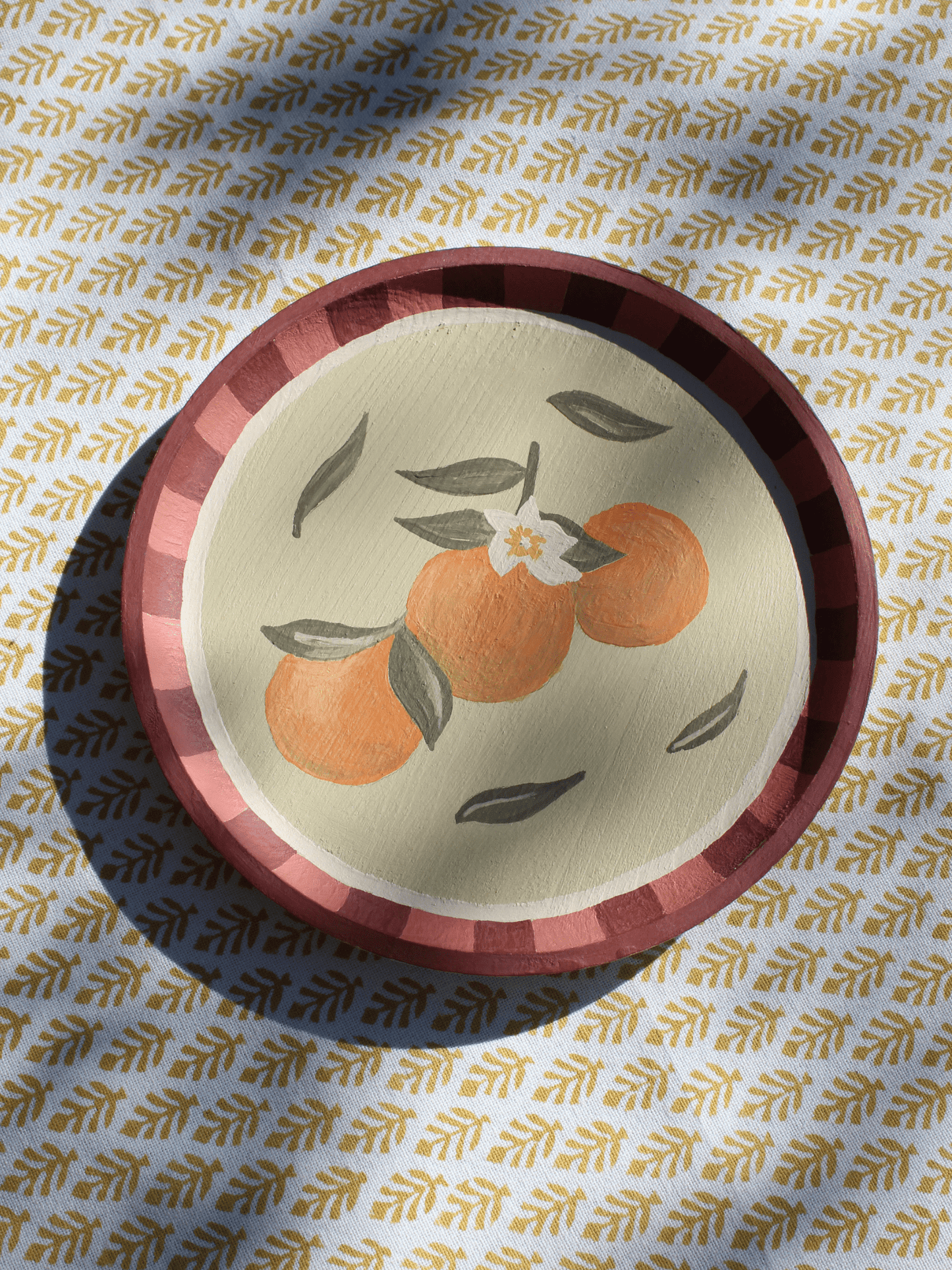 Orange Blossom, a hand - painted wooden wall plate - Casa Olivia Homeware