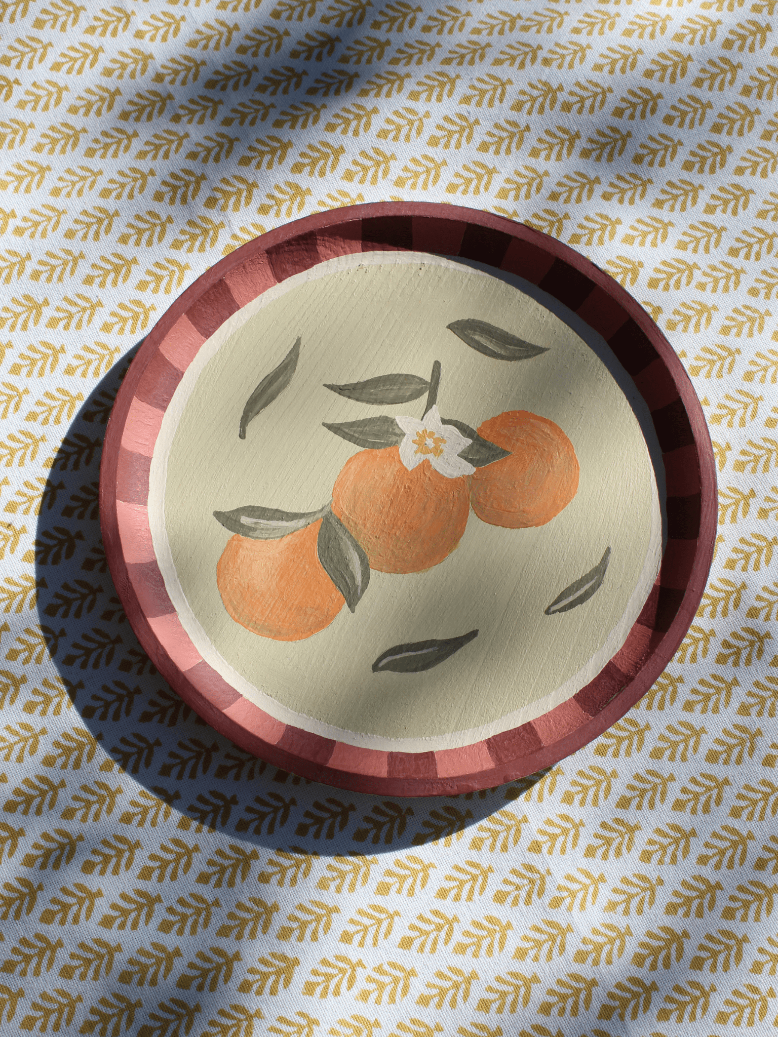 Orange Blossom, a hand - painted wooden wall plate - Casa Olivia Homeware