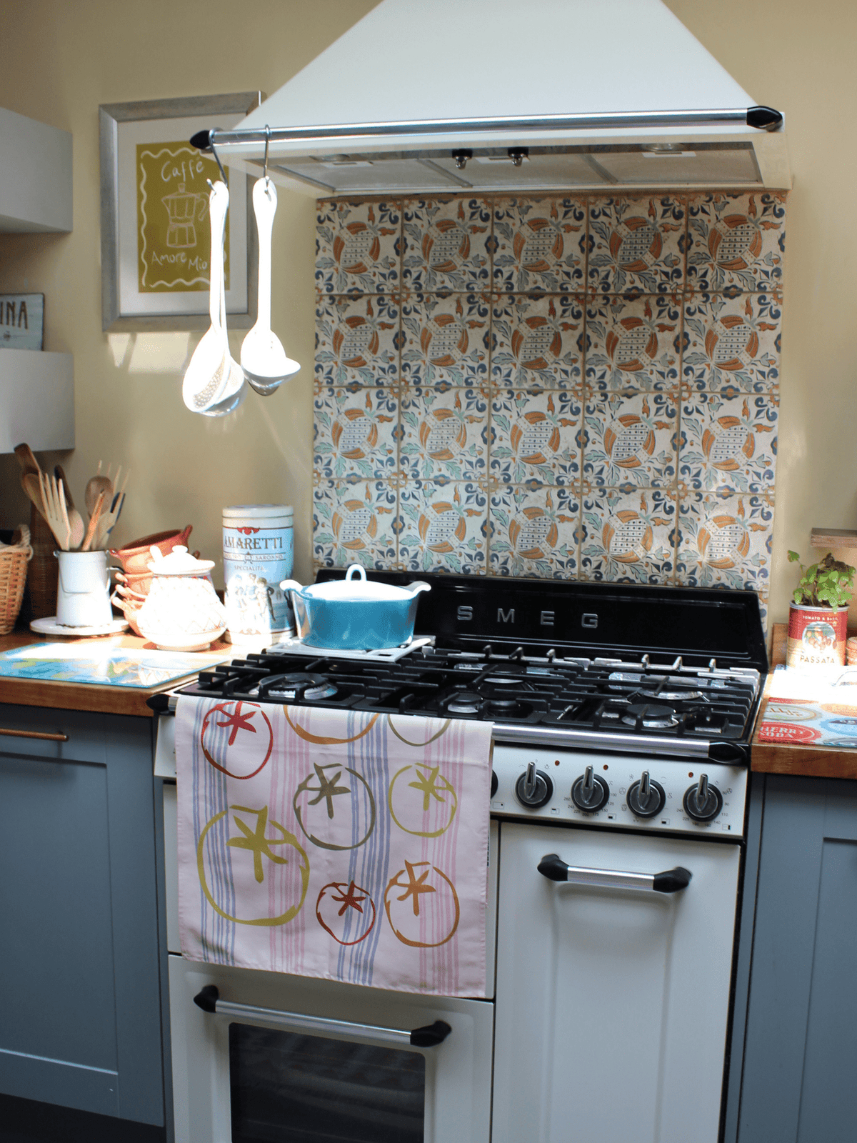 Colourful Tomato Stripe Tea Towel - Casa Olivia Homeware