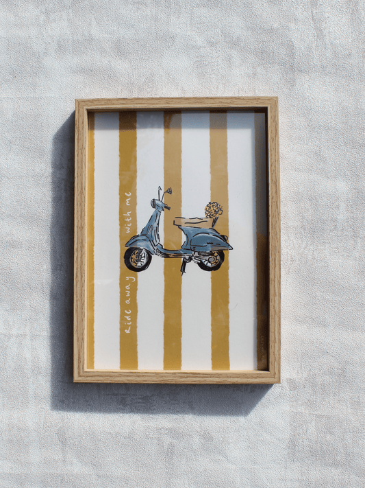 Vespa Art Print, Mediterranean Motifs Collection - Casa Olivia Homeware