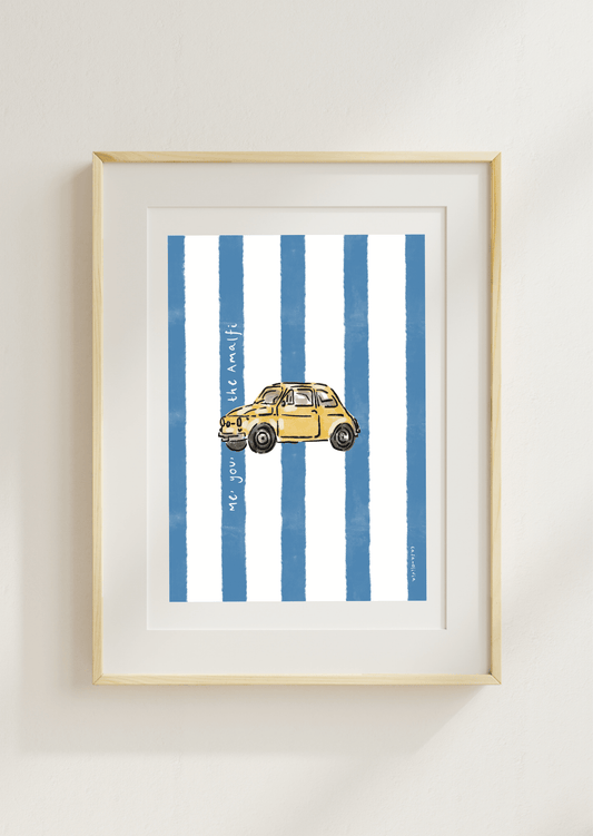 Fiat 500 Art Print, Mediterranean Motifs Collection - Casa Olivia Homeware