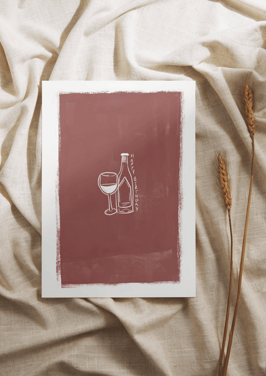 Happy Birthday Wine Bottle Greeting Card - Casa Olivia Homeware