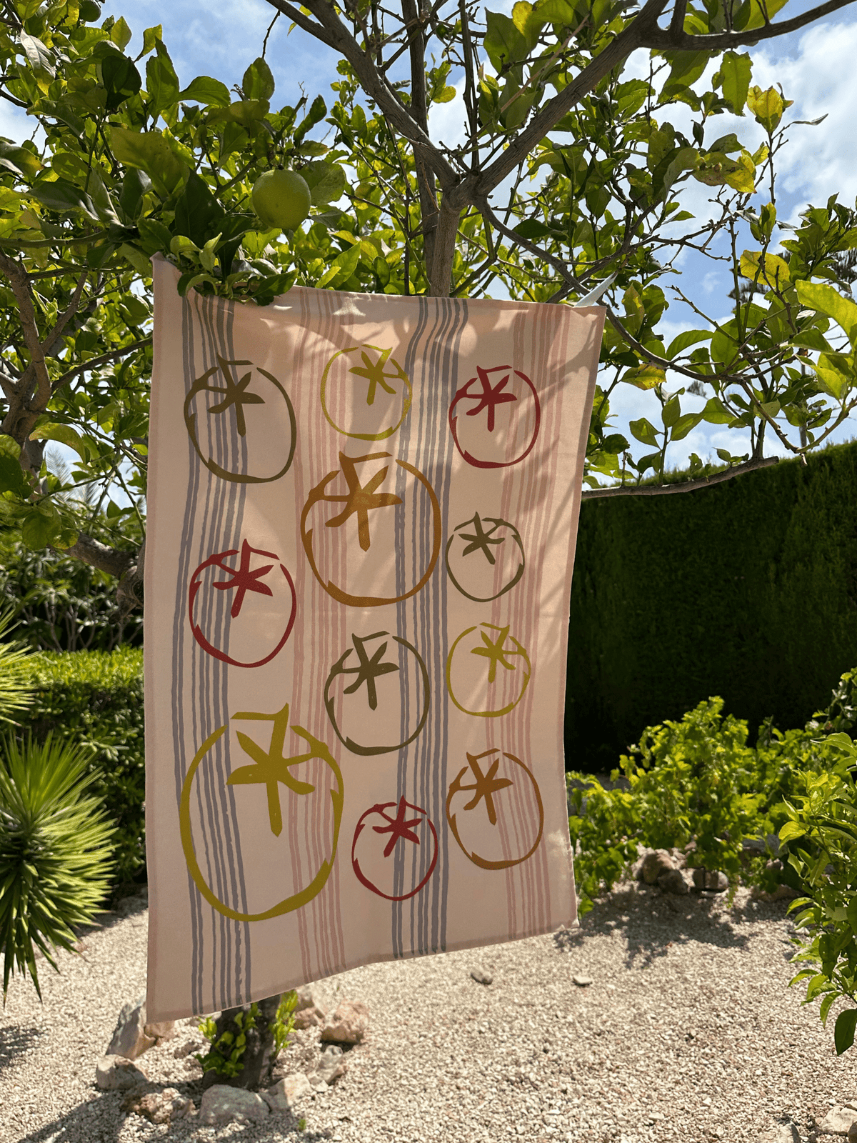 Colourful Tomato Stripe Tea Towel - Casa Olivia Homeware