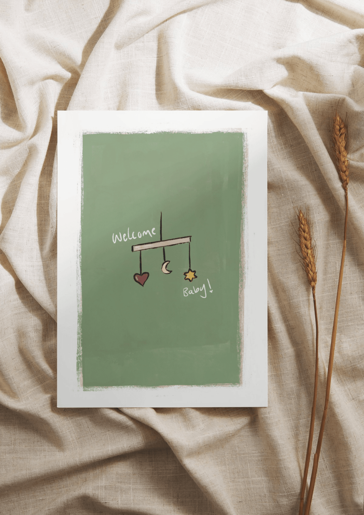 Welcome Baby Green Greeting Card - Casa Olivia Homeware